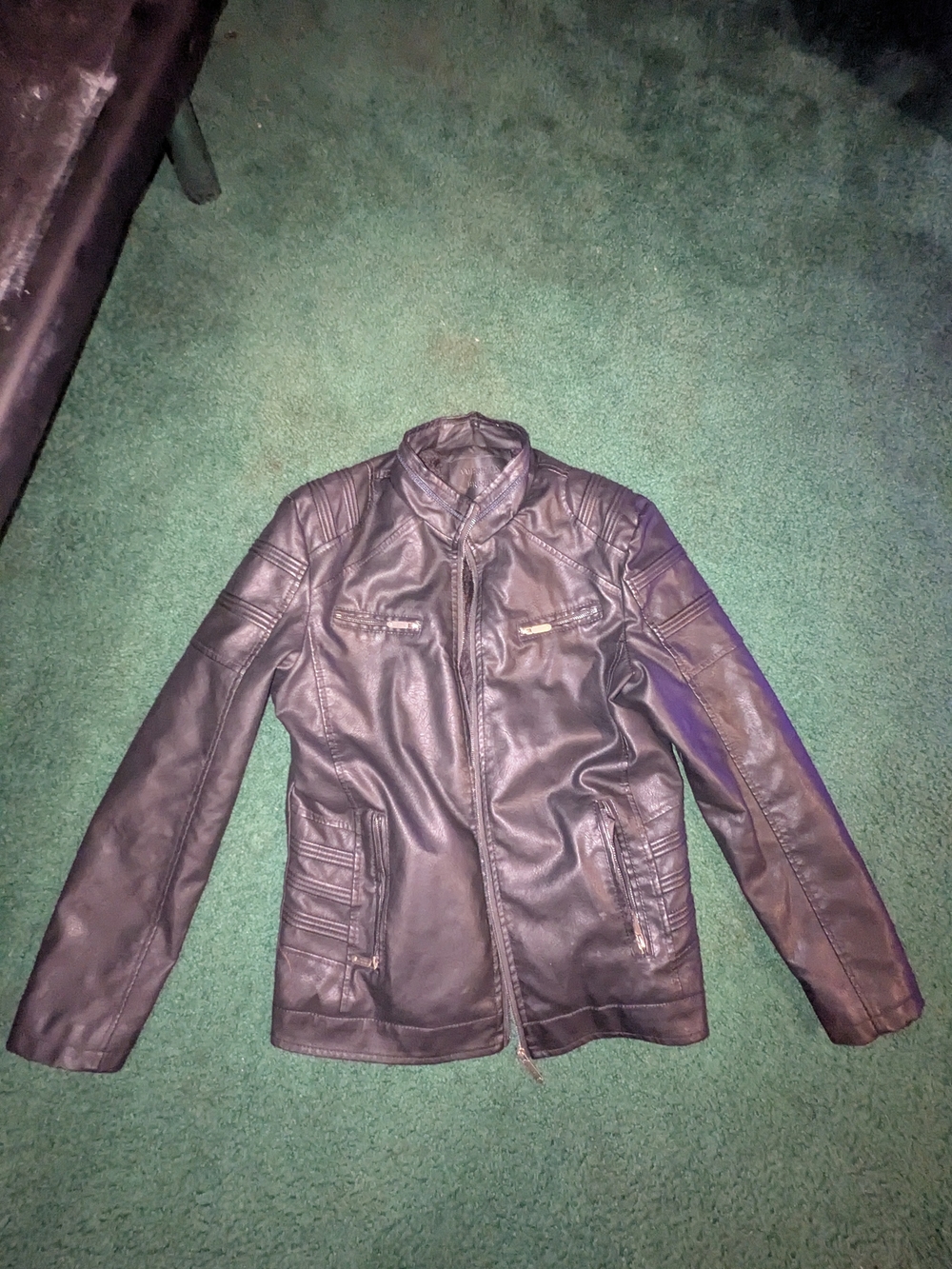 Men's Black Faux Leather Moto Jacket
